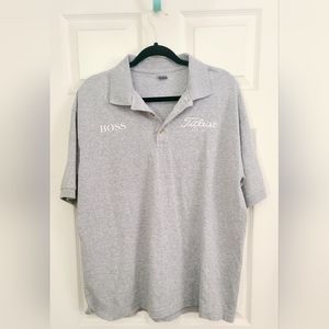 Men's Gray Polo Shirt Titleist Hugo Boss Logo Gildan Size XL
